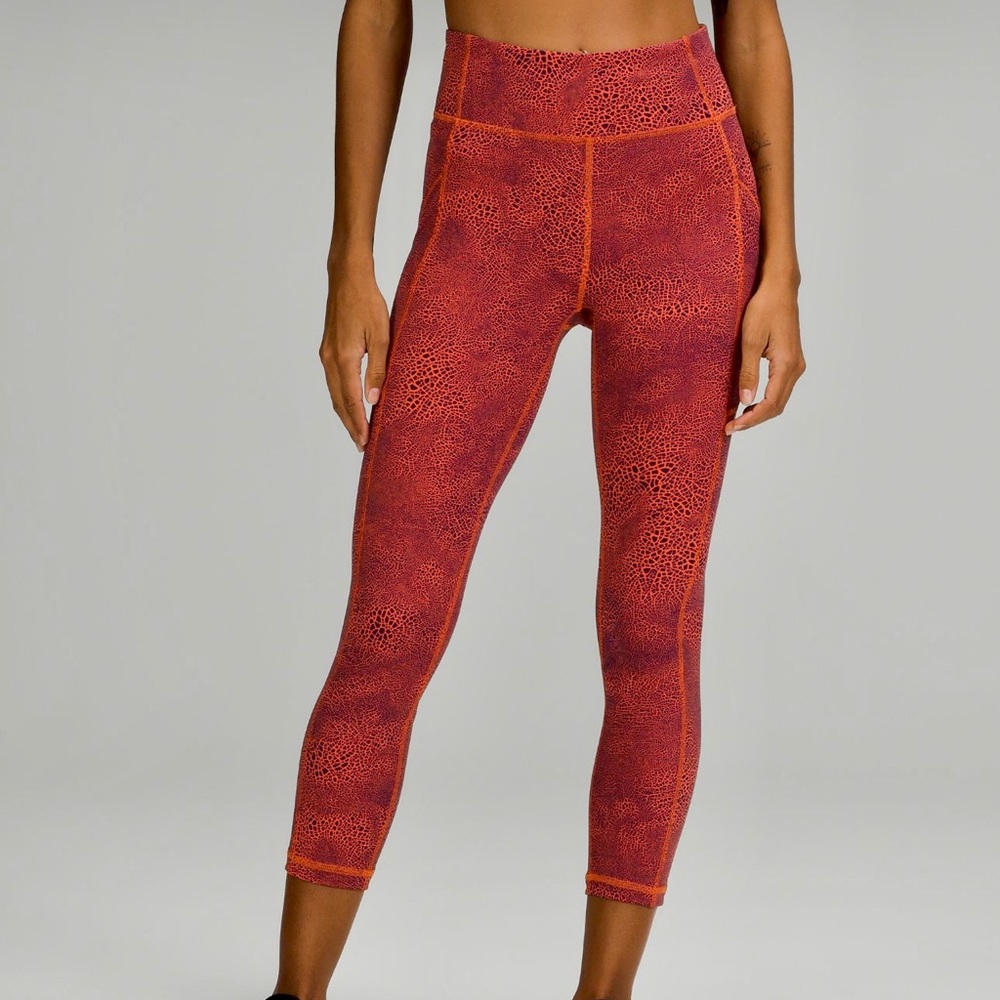 Lululemon High-Rise Leggings 25’ Women  Size 4 Crackle Glaze Vintage Orange